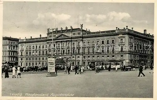 AK / Ansichtskarte Leipzig Hauptpostamt Augustusplatz Strassenbahn Leipzig