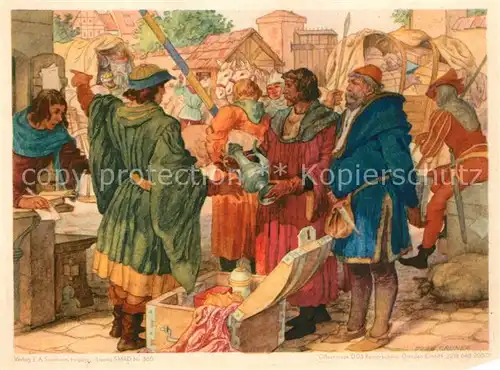 AK / Ansichtskarte Leipzig Leipziger Messe Zollschranken Kuenstler Erich Gruner Leipzig