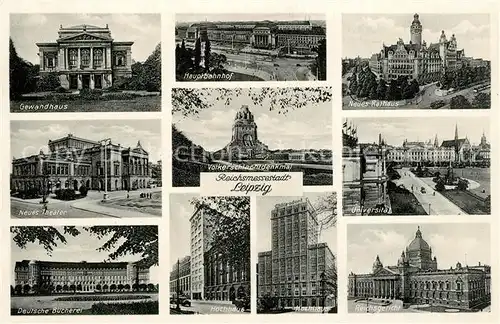 AK / Ansichtskarte Leipzig Gewandhaus Hauptbahnhof Neues Rathaus Reichsgericht Universitaet Leipzig