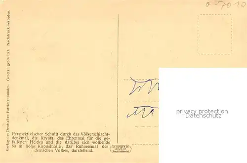 AK / Ansichtskarte Leipzig Voelkerschlachtdenkmal Schnittzeichnung Leipzig