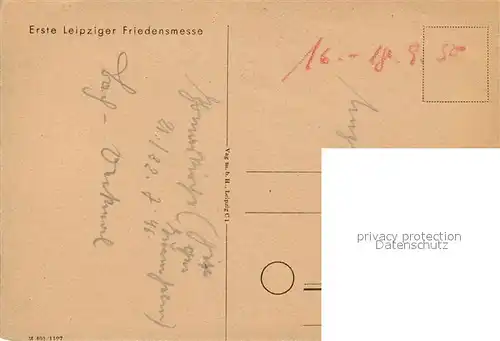 AK / Ansichtskarte Leipzig Erste Leipziger Friedensmesse Zeichnung Bach Leipzig