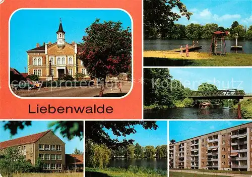 AK / Ansichtskarte Liebenwalde Rathaus Marktplatz Schwimmbad Vossschloss Liebenwalde