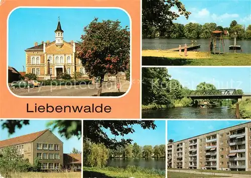 AK / Ansichtskarte Liebenwalde Rathaus Marktplatz Schwimmbad Vosskanal Liebenwalde