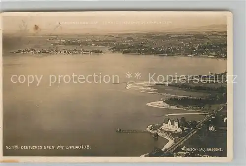 AK / Ansichtskarte Lindau_Bodensee Deutsches Ufer Fliegeraufnahme Lindau Bodensee