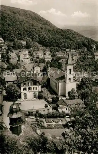AK / Ansichtskarte Lindenfels_Odenwald Blick von der Burg auf Kirche und Kurgarten Lindenfels Odenwald