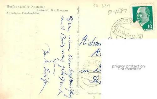 AK / Ansichtskarte Lobetal Hoffnungstaler Anstalten Altersheim Friedenshoehe Lobetal