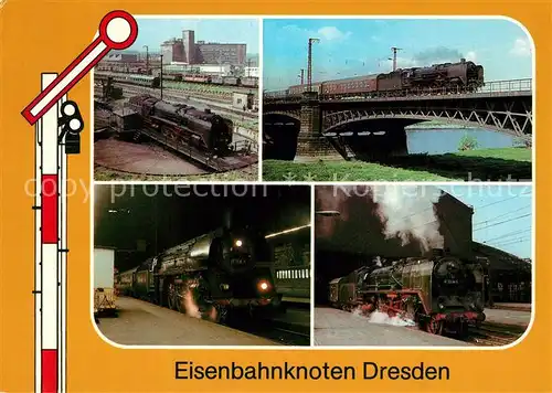 AK / Ansichtskarte Lokomotive Eisenbahnknoten Dresden Bahnbetriebswerk Elbbr?cke  