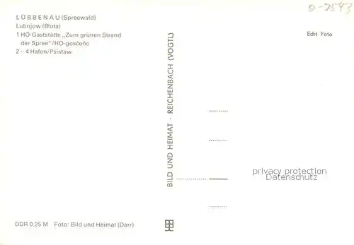 AK / Ansichtskarte Luebbenau_Spreewald HO Gaststaette Zum gruenen Strand der Spree Hafen Luebbenau Spreewald