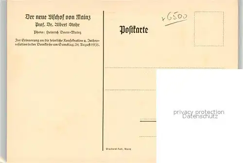 AK / Ansichtskarte Mainz_Rhein Der neue Bischof von Mainz Mainz Rhein