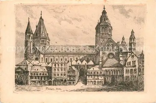 AK / Ansichtskarte Mainz_Rhein Dom Zeichnung Mainz Rhein