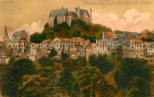AK / Ansichtskarte Marburg_Lahn Blick auf Altstadt mit Schloss Marburg_Lahn