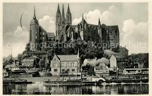 AK / Ansichtskarte Meissen_Elbe_Sachsen Dom und Albrechtsburg Elbedampfer Meissen_Elbe_Sachsen