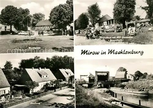 AK / Ansichtskarte Mirow Marktplatz Siedlung Schleuse Strandhalle Mirow