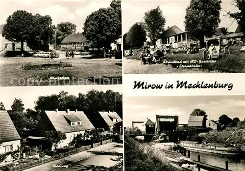 AK / Ansichtskarte Mirow Marktplatz Schleuse Siedlung Strandbad HO GaststaetteStrandhalle Mirow