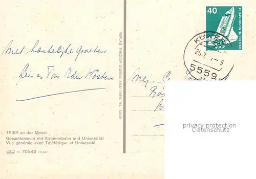 AK / Ansichtskarte Motorschiffe Trier Kabinenbahn Universit 