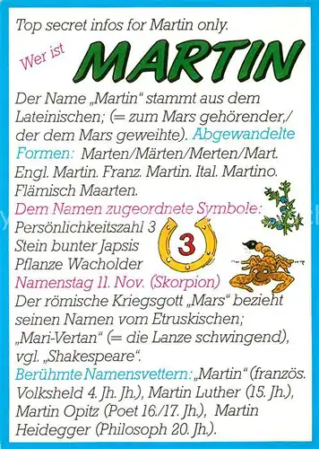 AK / Ansichtskarte Namenskarte_Namenstag Martin  