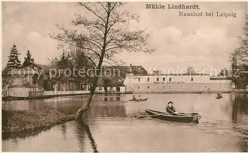 AK / Ansichtskarte Naunhof_Leipzig Muehle Lindhardt Ruderboote Naunhof_Leipzig