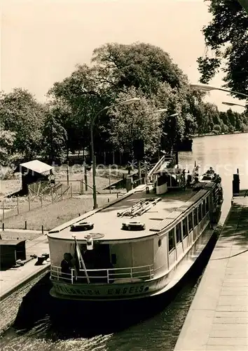 AK / Ansichtskarte Neue_Muehle_Koenigs Wusterhausen Schleuse Fahrgastschiff Friedrich Engels Neue_Muehle