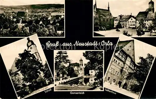 AK / Ansichtskarte Neustadt_Orla Gamsenteich Lutherhaus Schloss  Neustadt_Orla