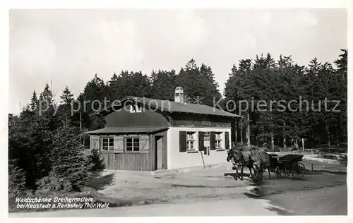 AK / Ansichtskarte Neustadt_Rennsteig Waldschaenke Dreiherrenstein Pferdekutsche Neustadt_Rennsteig