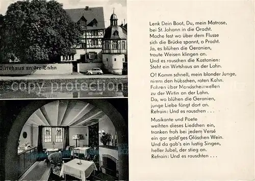 AK / Ansichtskarte Niederlahnstein Historisches Wirtshaus an der Lahn Lenk dein Boot  Niederlahnstein