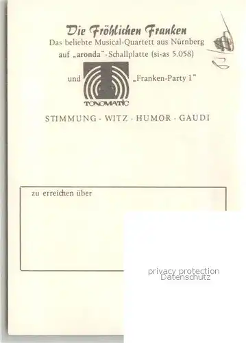 AK / Ansichtskarte Nuernberg Muscial Quartett Die Froehlichen Franken Musikinstrumente Nuernberg