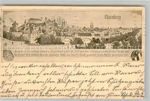 AK / Ansichtskarte Nuernberg Stadtpanorama Kuenstlerkarte Nuernberg