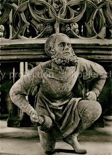 AK / Ansichtskarte Nuernberg Lorenzkirche Selbstbildnis Adam Kraft Sakramentshaeuschen Nuernberg