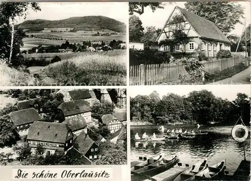 AK / Ansichtskarte Oberlausitz_Region Herwigsdorf mit Loebauer Berg Umgebindehaus Obercunnersdorf Gondelteich Oppach Oberlausitz_Region