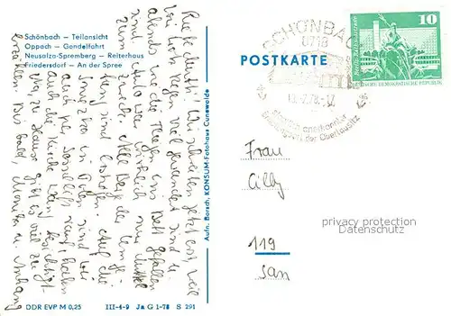 AK / Ansichtskarte Oberlausitz_Region Schoenbach Oppach Gondelfahrt Spremberg Reiterhaus Friedersdorf Spree Oberlausitz_Region