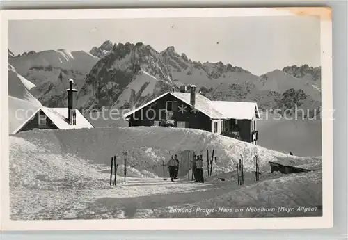 AK / Ansichtskarte Oberstdorf Edmund Probst Haus am Nebelhorn im Winter Allgaeuer Alpen Oberstdorf
