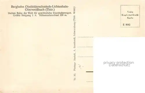 AK / Ansichtskarte Obstfelderschmiede Bergbahn Eisenbahnwagen Obstfelderschmiede