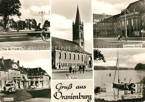 AK / Ansichtskarte Oranienburg Bahnhof Platz des Friedens Kirche Lehnitz See Oranienburg