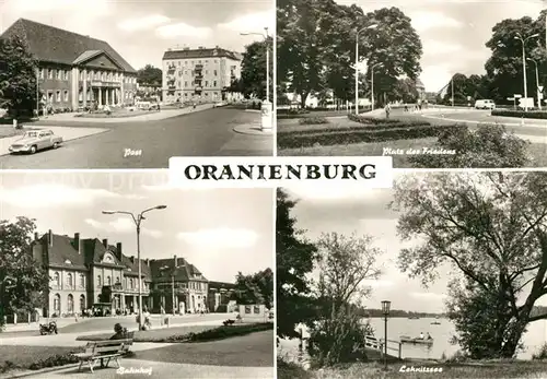 AK / Ansichtskarte Oranienburg Bahnhof Post Paltz des Friedens Lehnitzsee Oranienburg