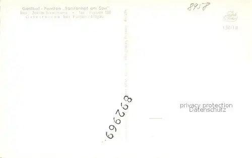 AK / Ansichtskarte Osterreinen_Forggensee Gasthof Pension Sonnenhof am See Osterreinen_Forggensee