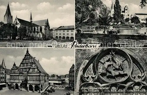 AK / Ansichtskarte Paderborn Dom Paderquellgebiet Rathaus Dom Hasenfenster  Paderborn