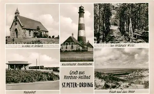 AK / Ansichtskarte Peter Ording_St Kirche ording Westerhever Leuchtturm Bahnhof  Peter Ording_St
