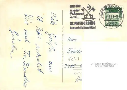 AK / Ansichtskarte Peter Ording_St Bruecke Rathaus Promenade Brandung Peter Ording_St