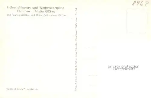 AK / Ansichtskarte Pfronten mit Saeuling und Ruine Falkenstein Pfronten