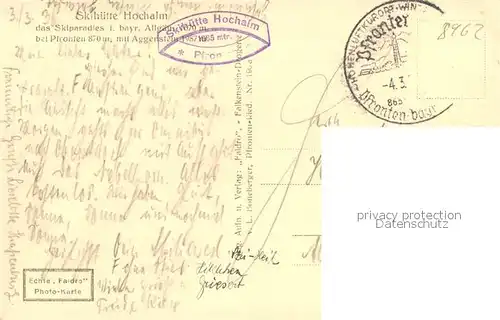 AK / Ansichtskarte Pfronten Skihuette Hochalm mit Aggenstein Pfronten