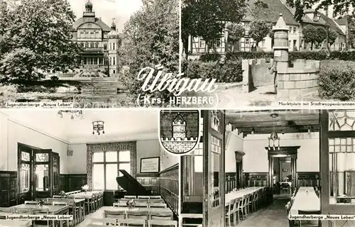 AK / Ansichtskarte Pieschen uebigau Marktplatz Jugendherberge Stadtwappen Pieschen