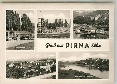 AK / Ansichtskarte Pirna Geibeltbad Elbepartie Panorama Elbbruecke Pirna