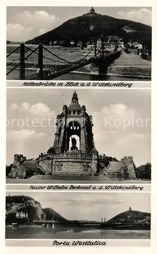 AK / Ansichtskarte Porta_Westfalica Keltenbruecke Blick auf Wittekindberg Kaiser Wilhelm Denkmal Porta_Westfalica