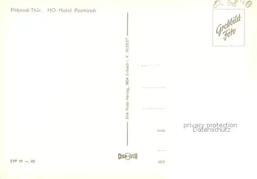 AK / Ansichtskarte Poessneck HO Hotel Posthirsch Poessneck