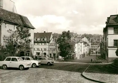 AK / Ansichtskarte Poessneck Marktplatz Schuhgasse Poessneck