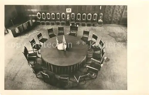 AK / Ansichtskarte Potsdam Schloss Cecilienhof Historische Staette des Potsdamer Abkommens Sitzungssaal Potsdam