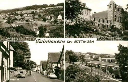 AK / Ansichtskarte Reinhausen_Goettingen Kirche Dorfstrasse Dorfgemeinschaftshaus Panorama Reinhausen Goettingen