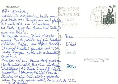 AK / Ansichtskarte Rimpar Stadtpanorama Kirche Schloss Rimpar