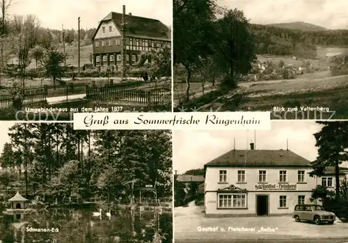 AK / Ansichtskarte Ringenhain Umgebindehaus 1837 Schwanenteich Gasthof Landschaftspanorama Valtenberg Ringenhain