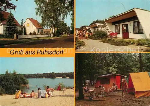 AK / Ansichtskarte Ruhlsdorf_Bernau Dorfstrasse Jugenderholungszentrum Strand Campingplatz Ruhlsdorf Bernau
